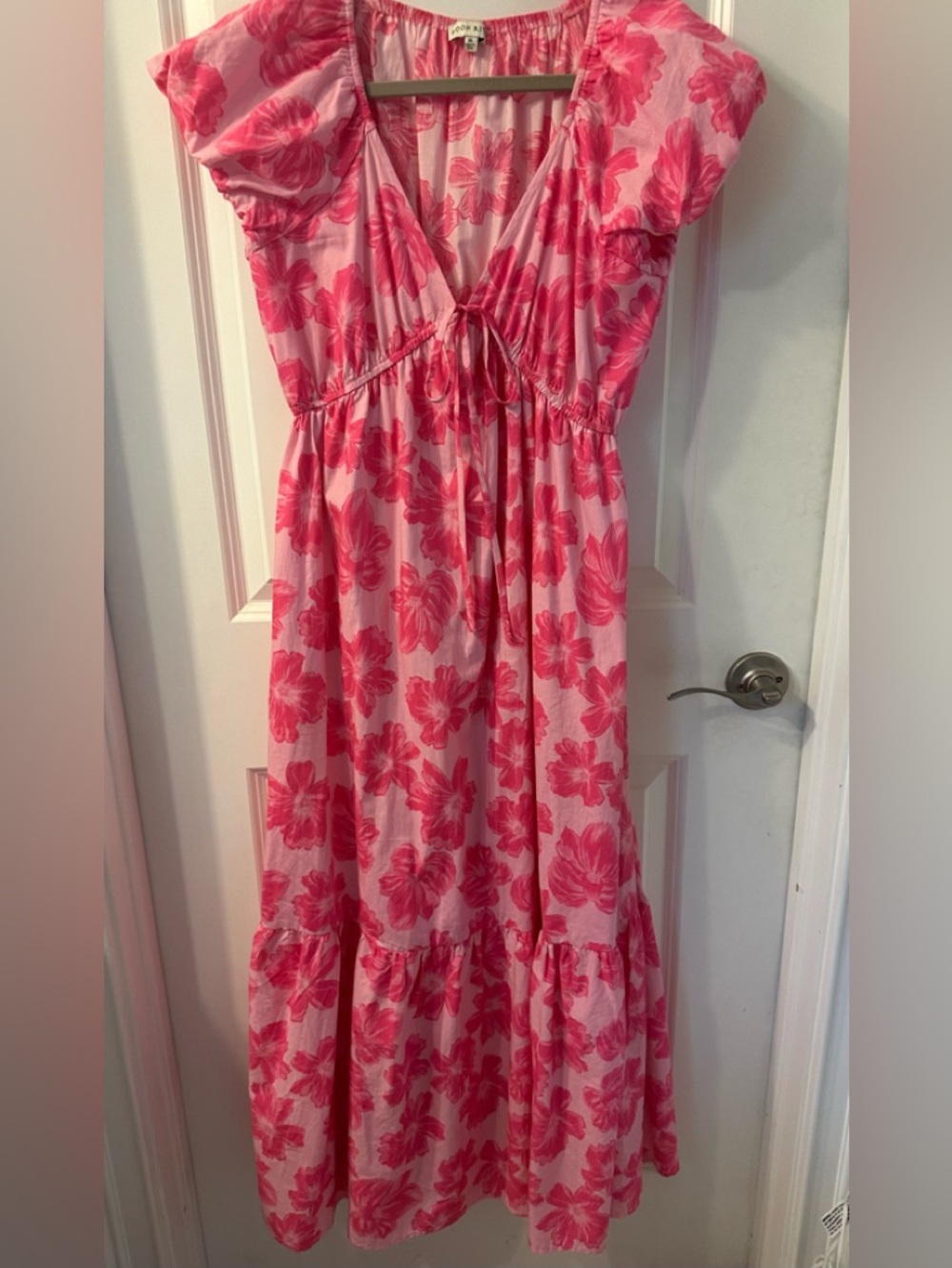 Moon River Pink Floral Maxi Dress, M